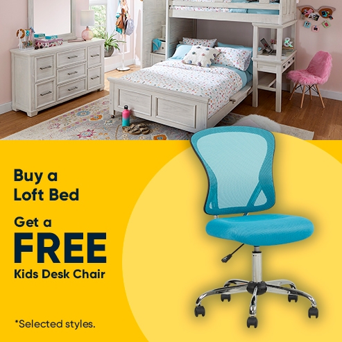 Buy a Loft Bed Get a FREE Kids Desk Chair. Selected styles.