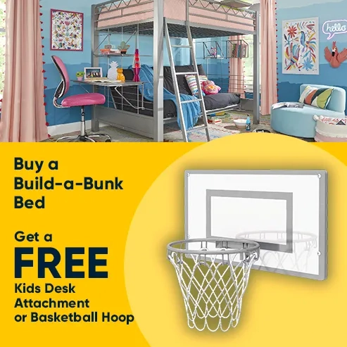 Buy a Build-a-Bunk Bed Get a FREE Kids Desk Attachment or Basketball Hoop
