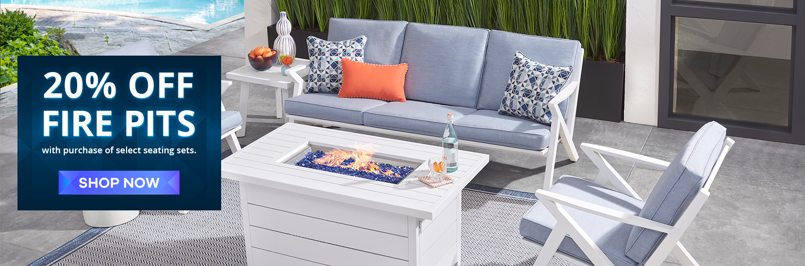 20% off fire pits with purchase of select seating sets. shop now