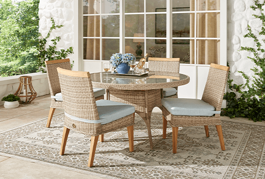 Outdoor Patio Dining Furniture Wicker, Wood And Wicker Outdoor Dining Chairs