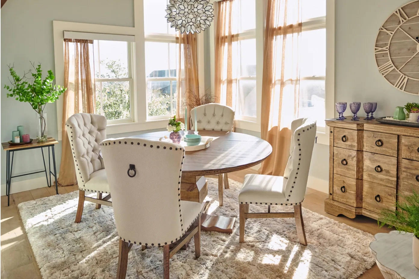 light colored dining room table 
