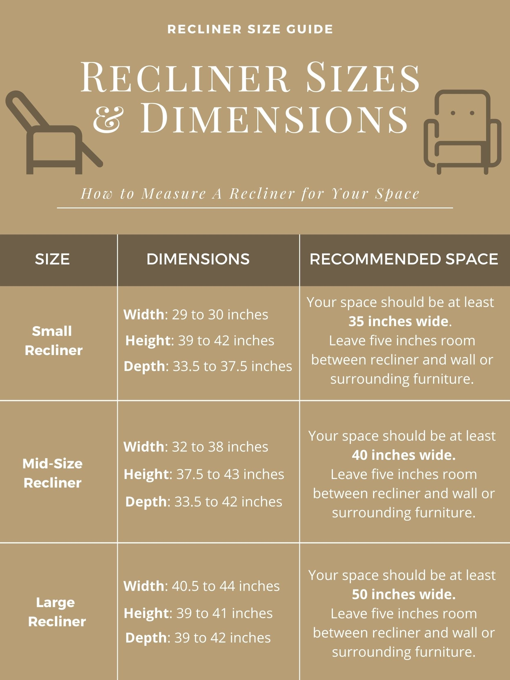 recliner size chart