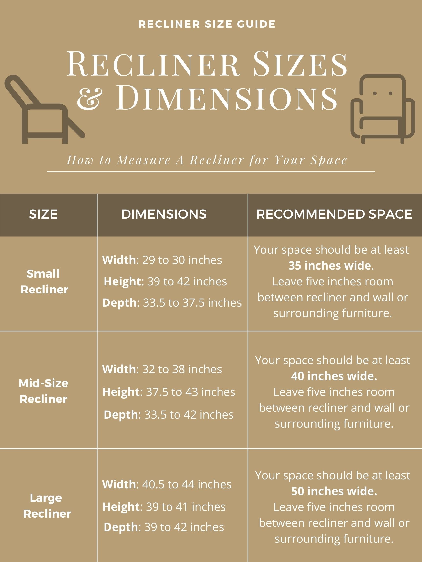 recliner chair dimensions in inches