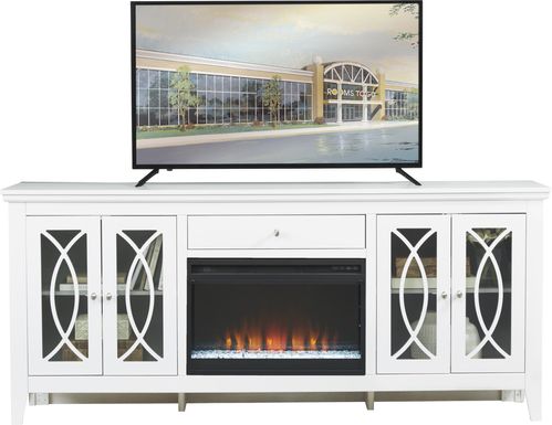 Abbie White 80 in. Console with Electric Fireplace