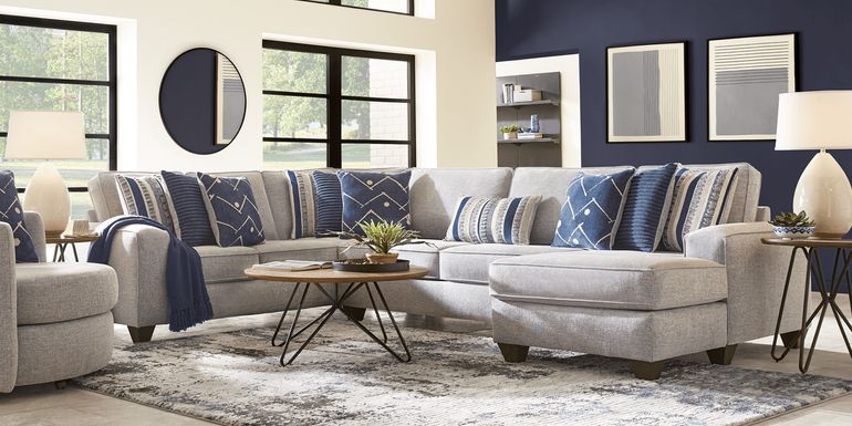 Aberlin Court Blue 3 Pc Sectional