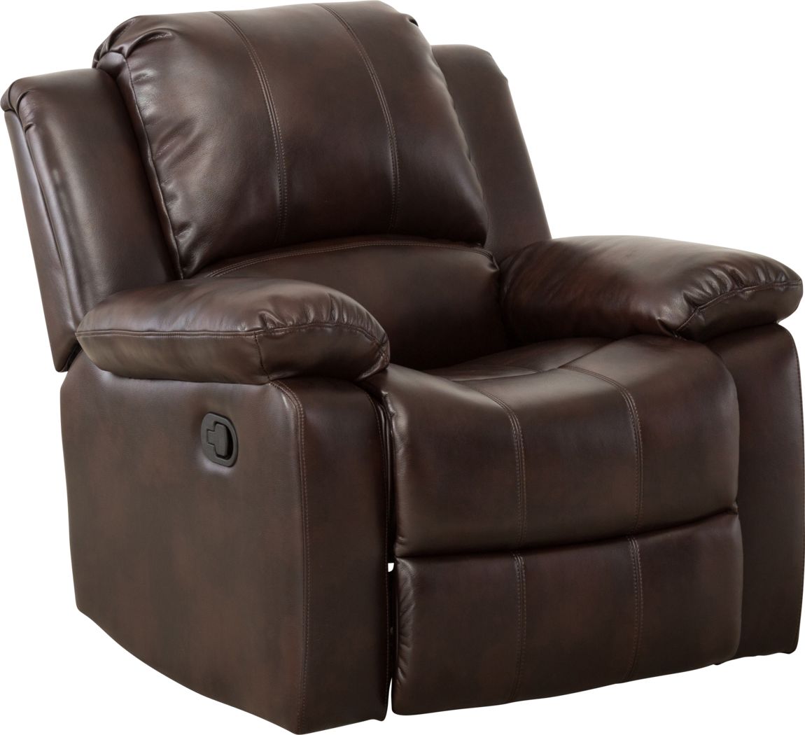 Leather Fabric Brown Reclining Chairs, Dark Brown Leather Reclining Armchair With Ottoman