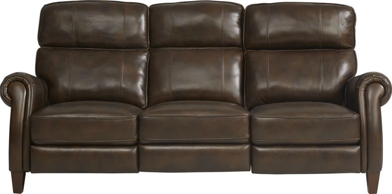 Adorelli Chocolate Leather Dual Power Reclining Sofa
