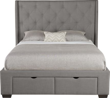 Alison Gray 3 Pc Queen Upholstered Bed with 2 Drawer Storage