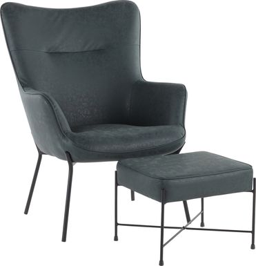 Amacker Green Accent Chair and Ottoman