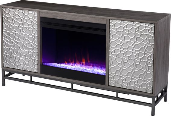 Angevine I Gray 54 in. Console, With Electric Fireplace