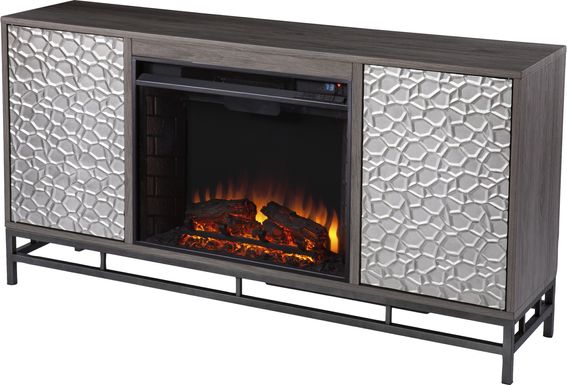 Angevine IV Gray 54 in. Console With Electric Log Fireplace