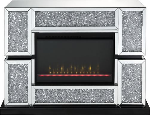 Annella Silver 48 in. Console, With Electric Fireplace