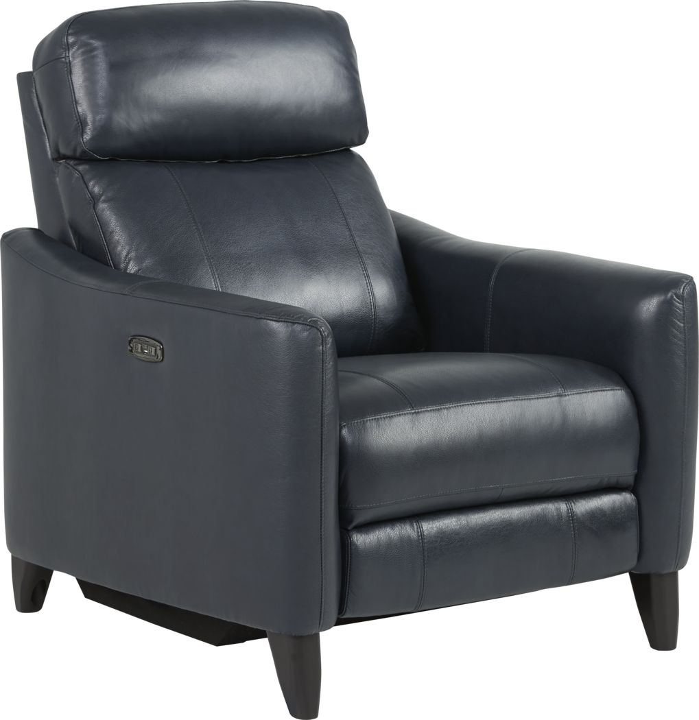 Arilio Navy Leather Dual Power Recliner Rooms To Go