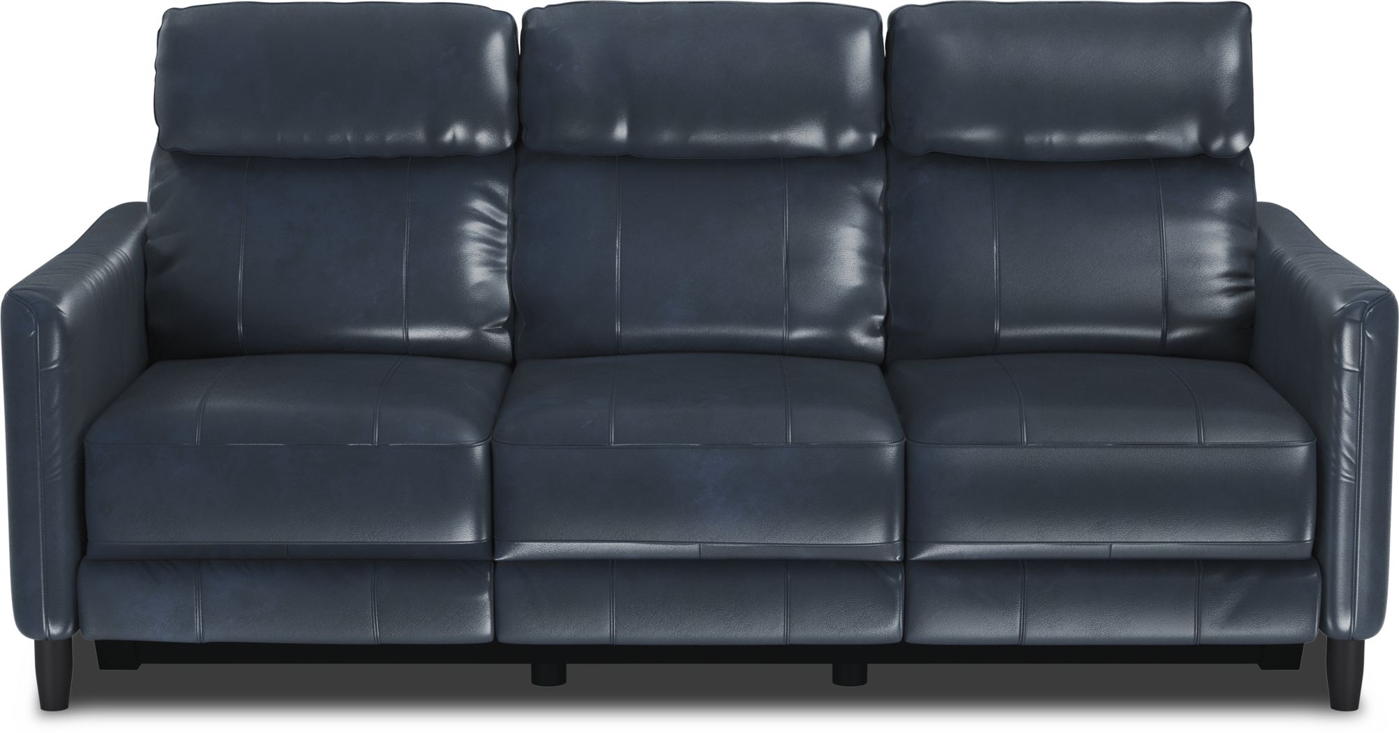 arilio navy leather dual power reclining sofa