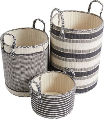 Arrowwood Black Baskets (Set of 3)