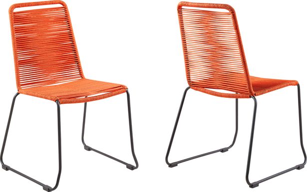 Avele Ann Orange Outdoor Side Chair, Set of 2