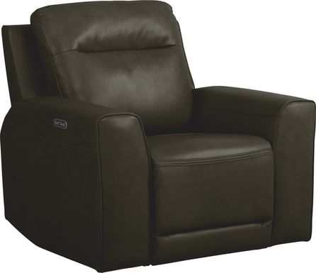 Bargotti Charcoal Leather Dual Power Recliner