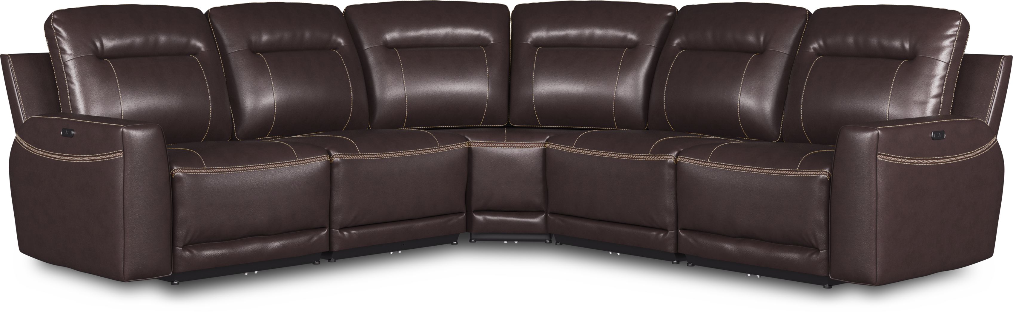 Bargotti Coffee Leather 5 Pc Dual Power Reclining Sectional Rooms To Go