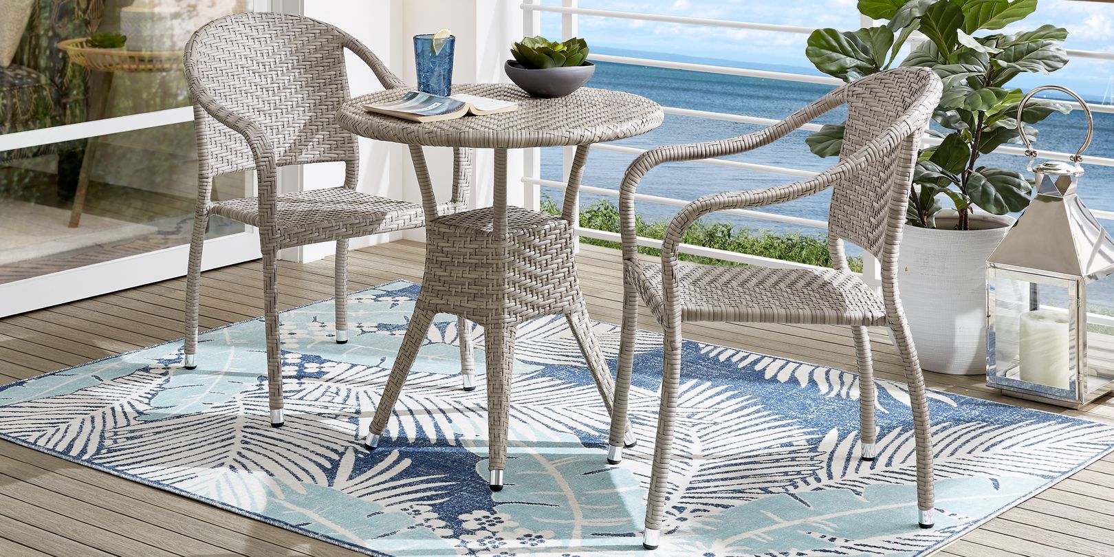 Gray wicker bistro set