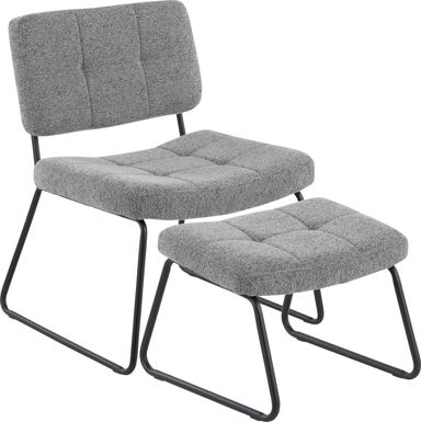 Beechtree Light Gray Accent Chair and Ottoman