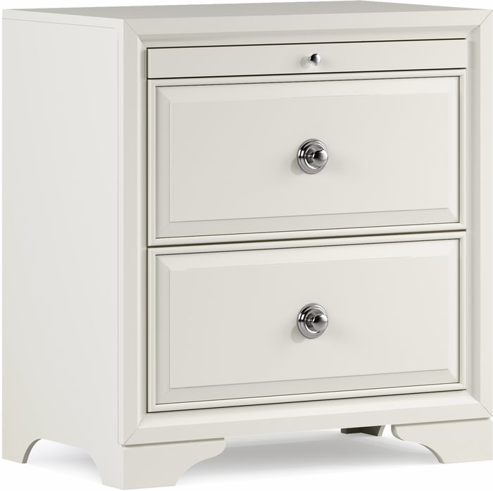 white nightstand with book