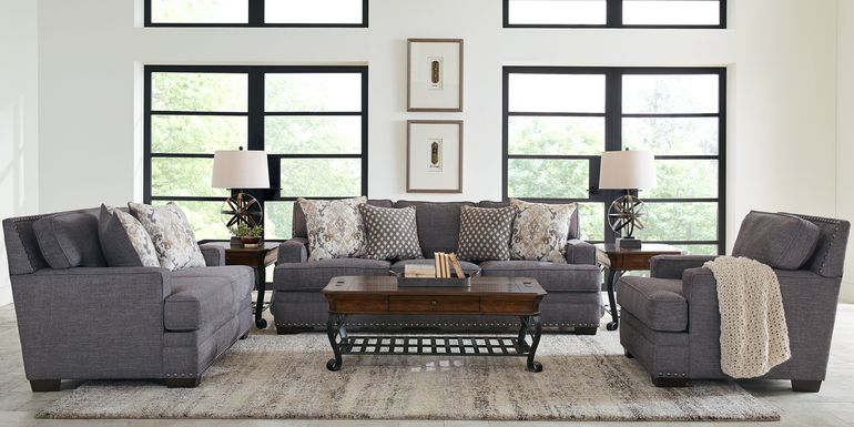 Belhaven Graphite 7 Pc Living Room with Gel Foam Sleeper Sofa