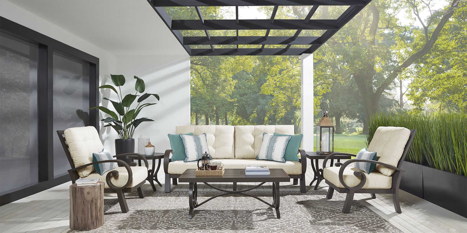 Photo of metal patio seating set on a private patio