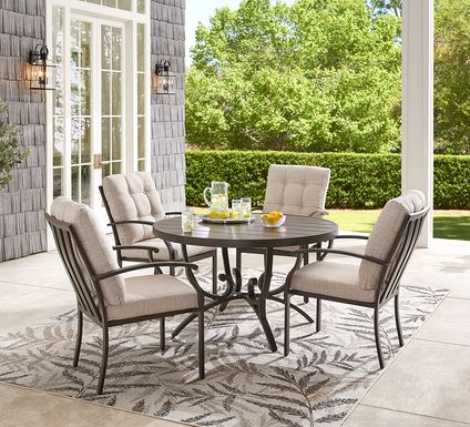 Bermuda Breeze Aged Bronze 5 Pc Round Outdoor Dining Set with Wren Cushions