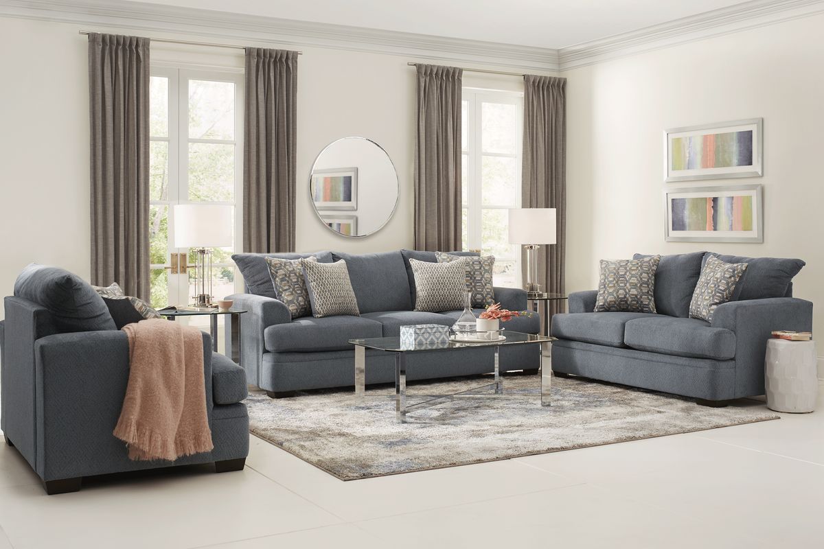 Blair Park Bluestone Chenille Fabric Sleeper Sofa - Rooms To Go