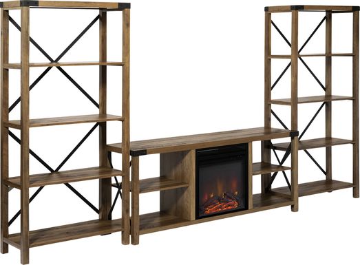 Blakewood Brown 60 in. Console, With Electric Fireplace