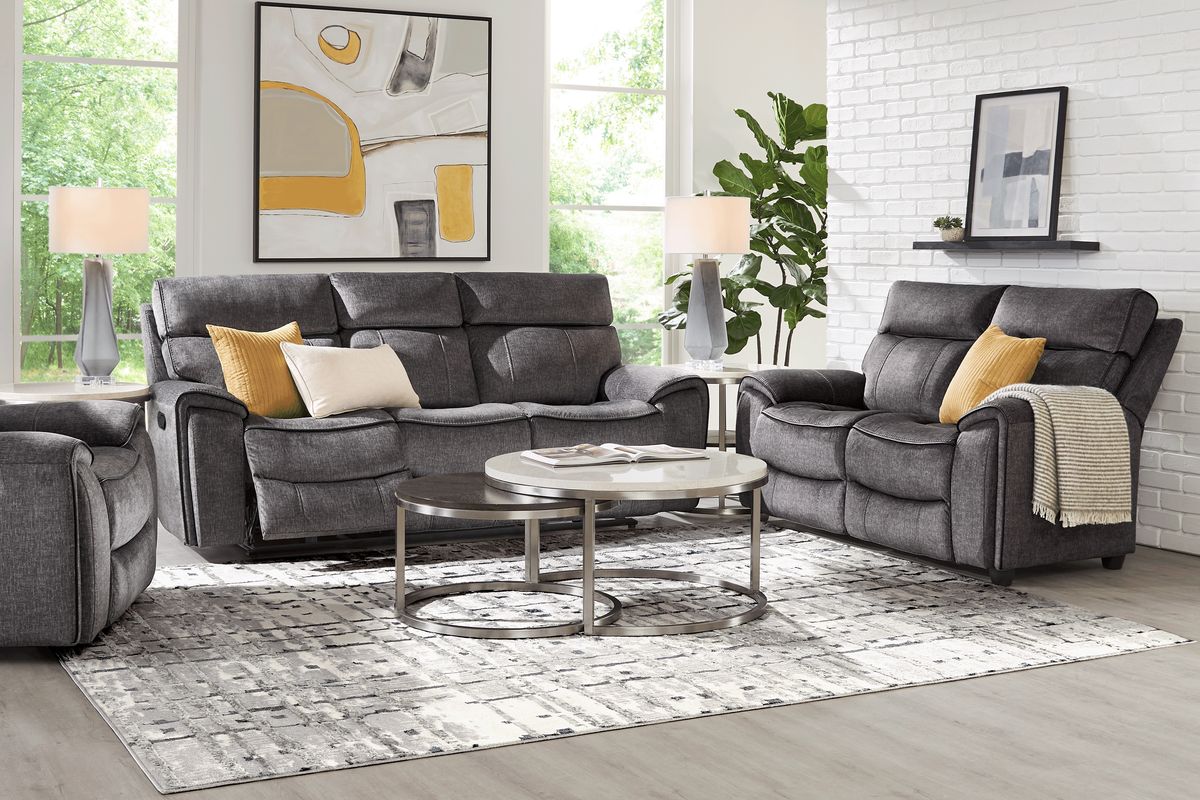 Bradshaw Place Dark Gray Polyester Fabric Glider Recliner Rooms To Go