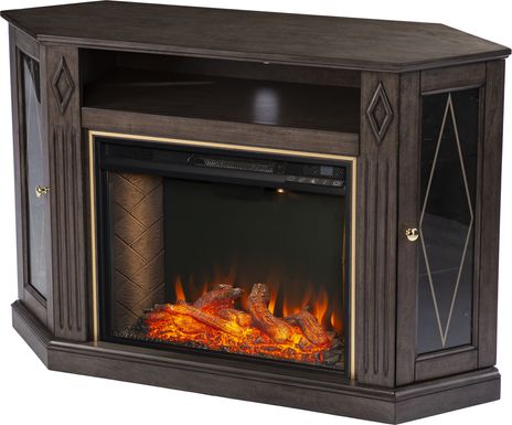 Brockdell III Brown 47 in. Console, With Smart Electric Fireplace