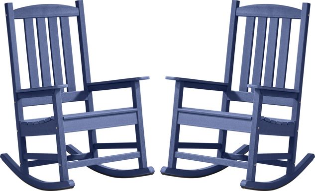 Brocky Navy Outdoor Rocking Chair, Set of Two
