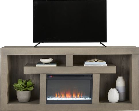 Brookland Park Gray 80 in. Console with Electric Fireplace