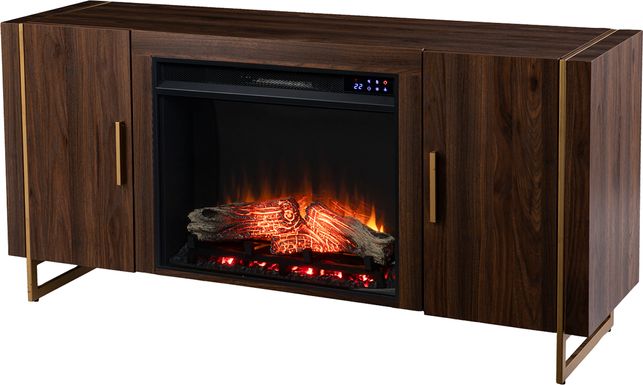 Buckthorne III Brown 55 in. Console With Touch Panel Fireplace