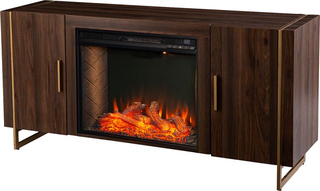 Buckthorne IV Brown 55 in. Console With Smart Electric Fireplace