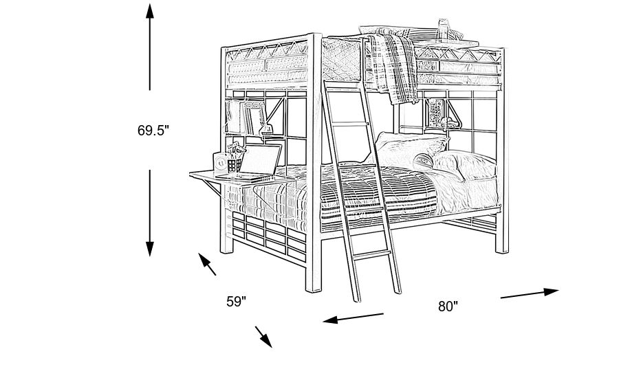 Build-a-Bunk Gray Twin/Twin Bunk Bed with Blue Accessories - Rooms To Go