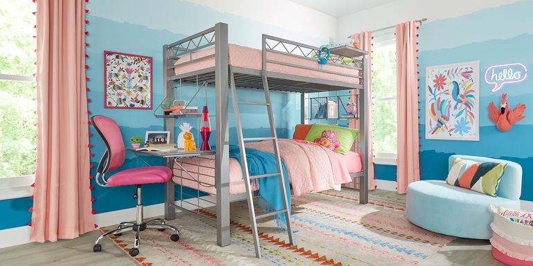 Build-A-Bunk Gray Twin/Twin Bunk Bed With Gray Accessories