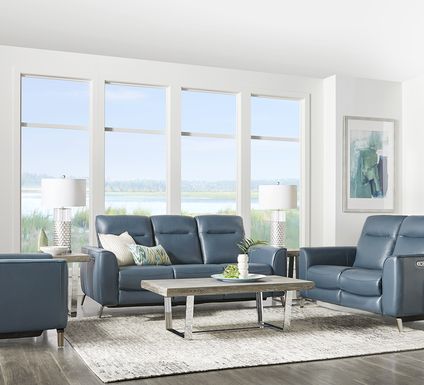 Blue Leather Living Room Sets Sofa, Blue Leather Reclining Living Room Set