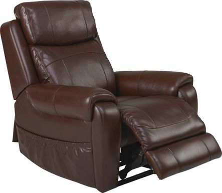 Calden Brown Leather Lift Chair Dual Power Recliner
