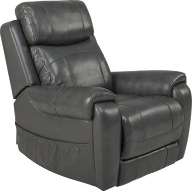 Calden Gray Leather Lift Chair Dual Power Recliner