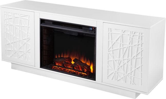 Cannonwolde I White 60 in. Console With Electric Log Fireplace