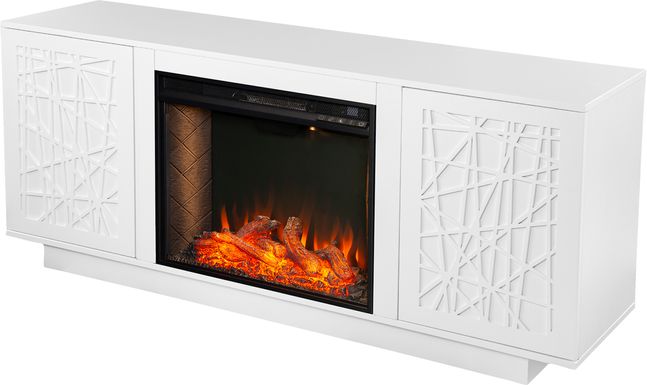 Cannonwolde II White 60 in. Console With Smart Electric Fireplace