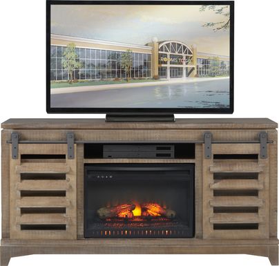 Canoe Creek II Pebble 65 in. Console with Electric Log Fireplace