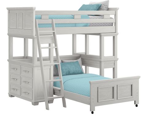 Canyon Lake Ash Gray Twin/Twin Loft with Dresser and Desk