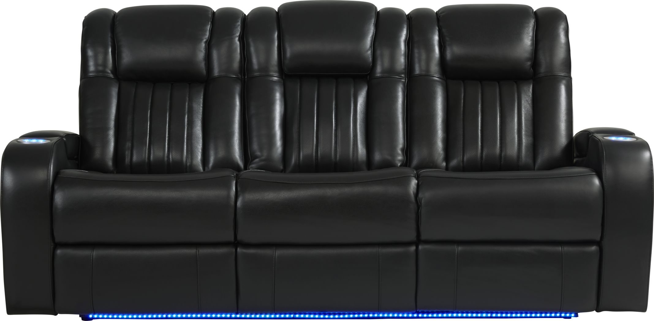 cenova black leather dual power reclining sofa