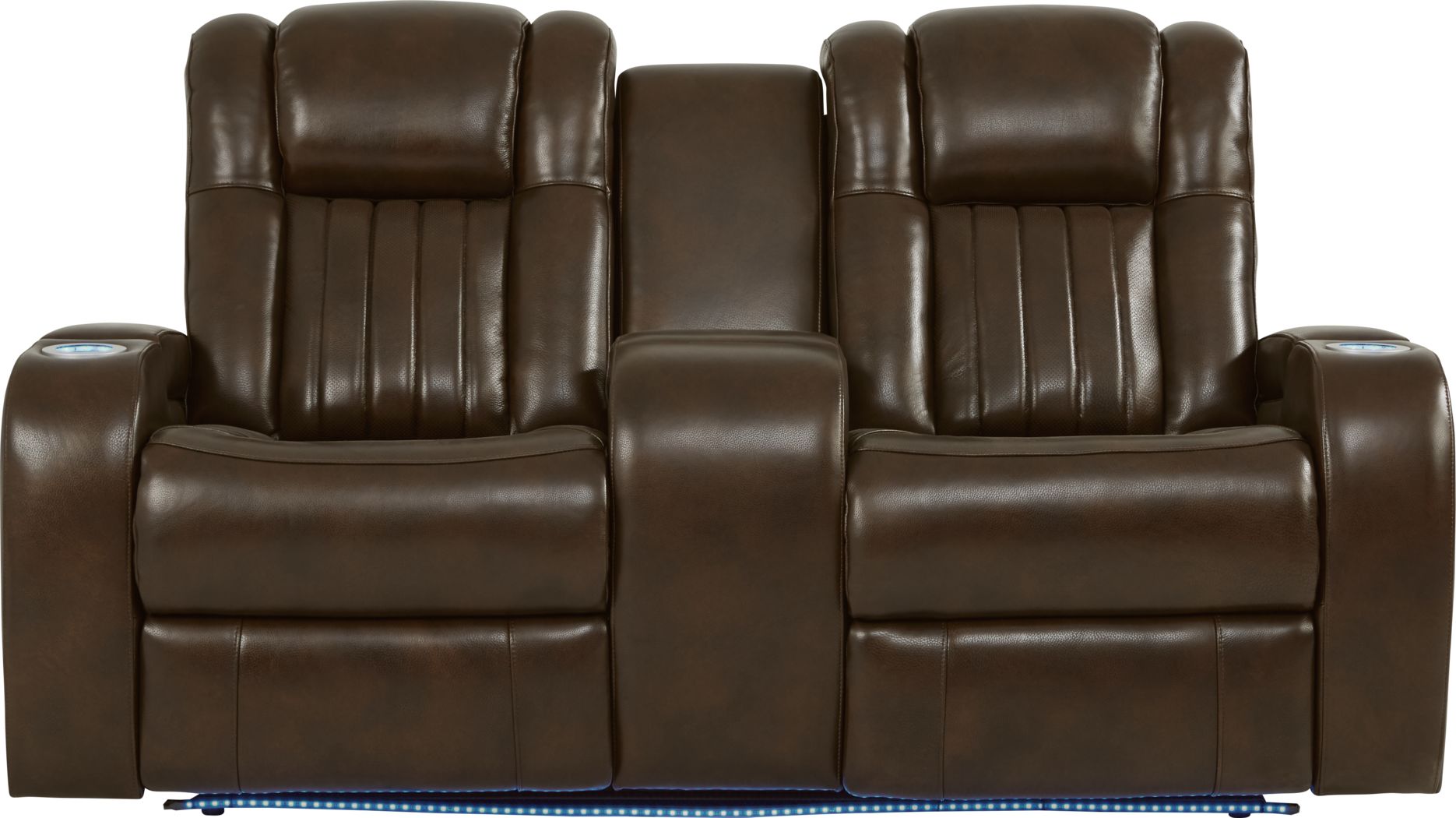 Cenova Brown Leather Dual Power Reclining Console Loveseat Rooms To Go 3455