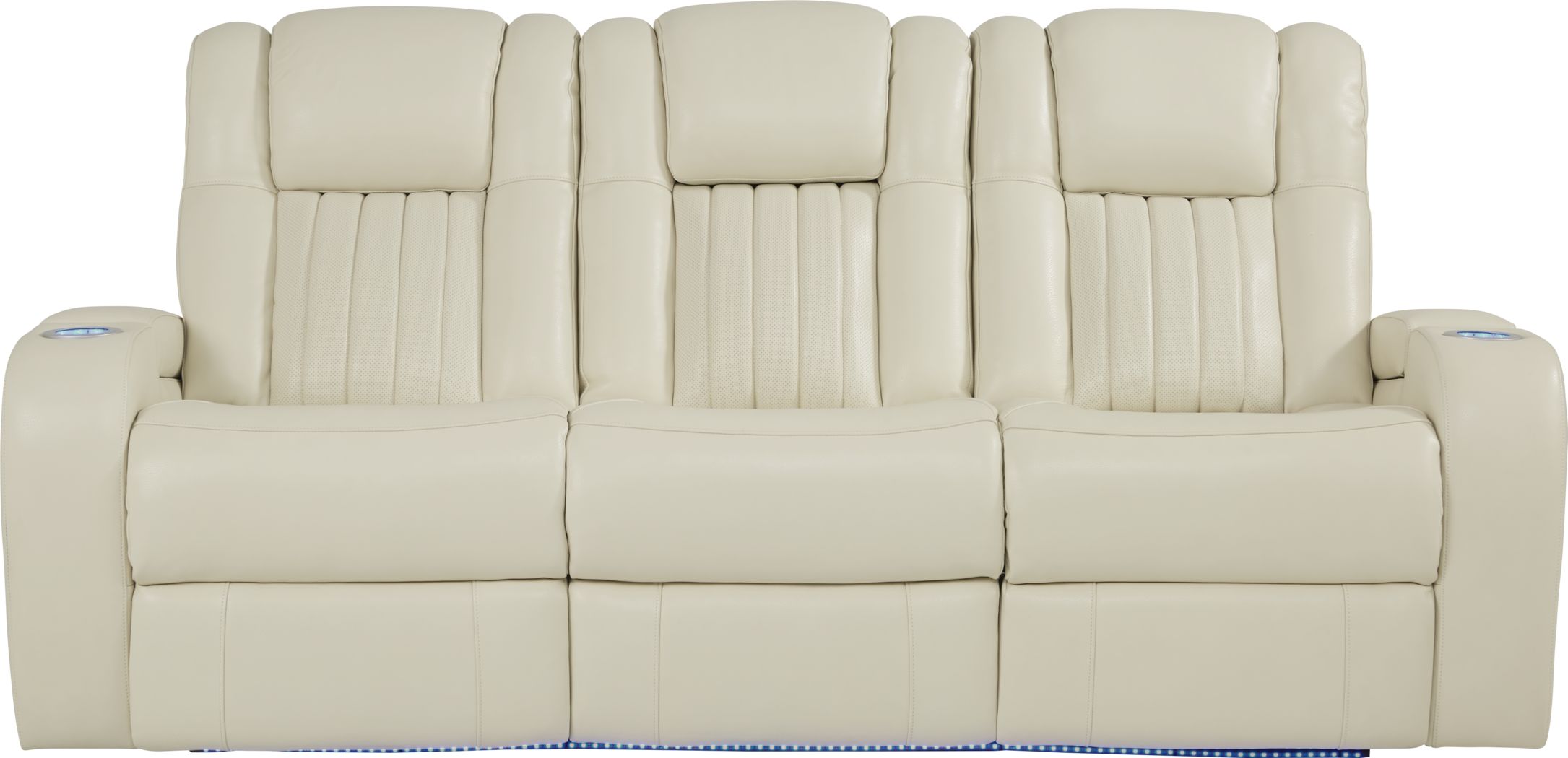 ivory leather power reclining sofa