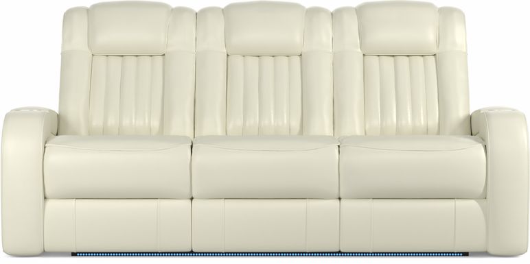 Cenova Ivory Leather Dual Power Reclining Sofa