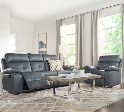 Blue Reclining Living Rooms Sets Fabric Microfiber